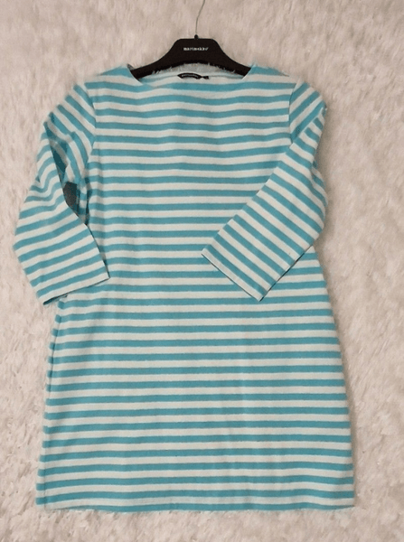 Marimekko turkoosivalkoinen raitatunika, S
