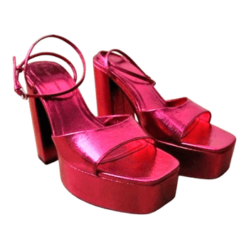 Pink metallic platform sandals 41