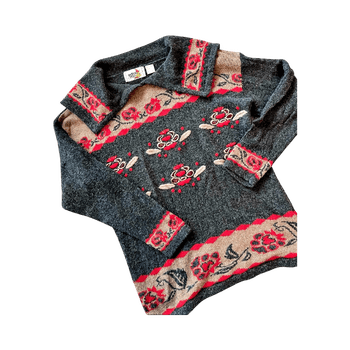 Grey floral lambswool sweater