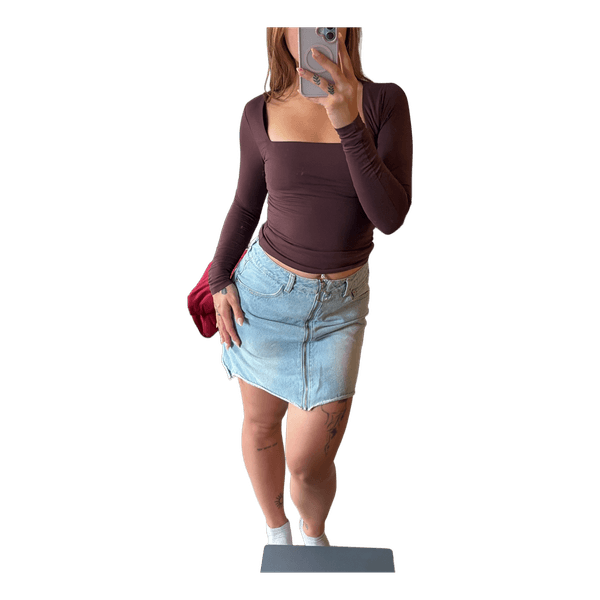 Light blue denim skirt