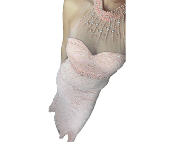 Pink lace embellished dress