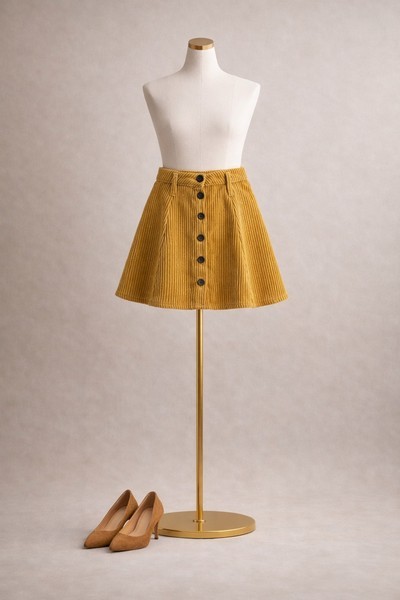 Mustard corduroy mini skirt