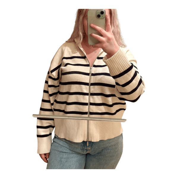 Zara raidallinen vetoketjuneule