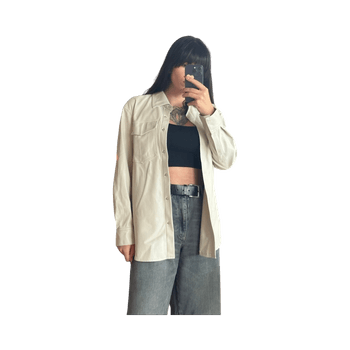 Beige topshop leather shirt