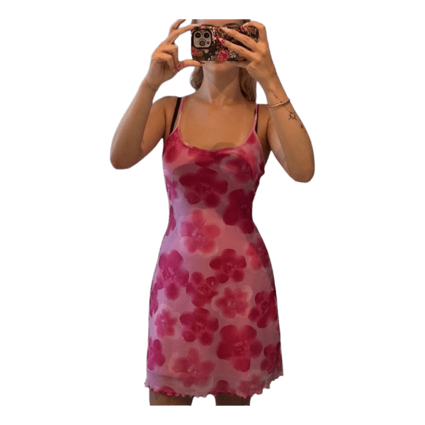 Pink floral summer dress