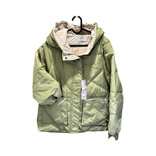 Pastel Green Puffer Jacket with Hood – Lightweight & Warm