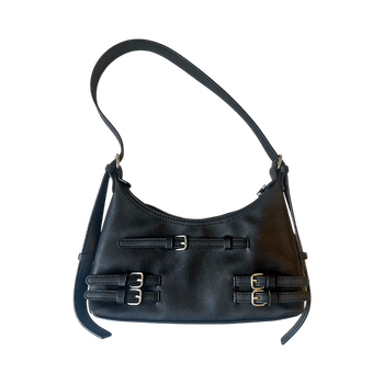 Black faux leather shoulder bag