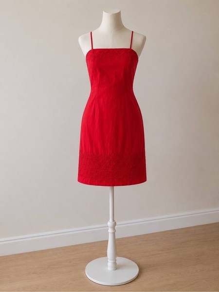 French connection bright colar red cotton mini dress