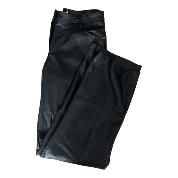 Black faux leather trousers