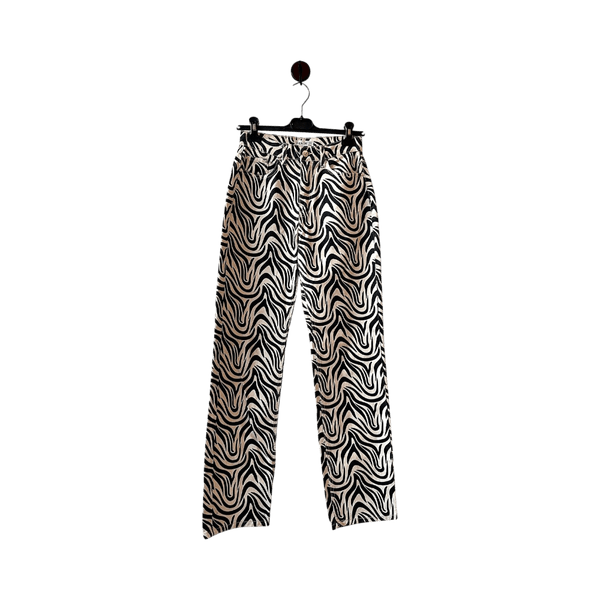 Sinsay zebra print high-rise straight-leg jeans size 34
