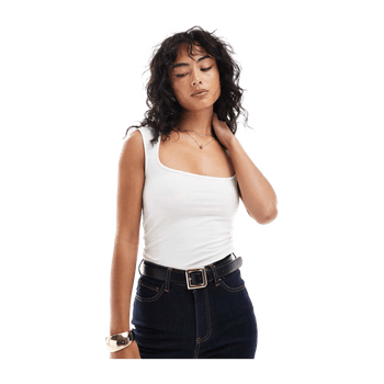 White square neck top