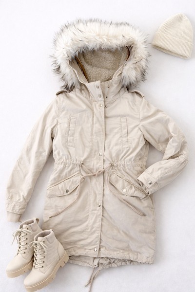 Beige winter parka