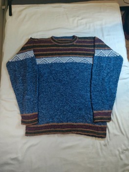 Retro Kevyt Kuvioneule - Fair Isle Sininen - M/L