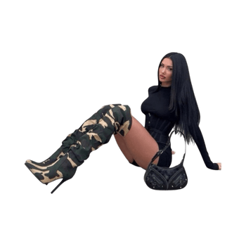 Camouflage ylipolven saappaat