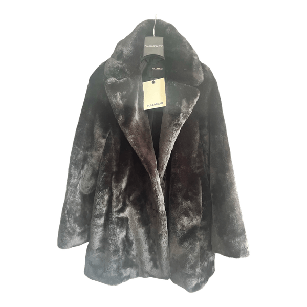 Black faux fur coat