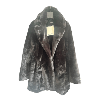 Black faux fur coat