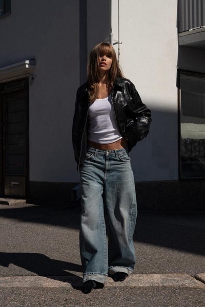 Blå wide leg jeans