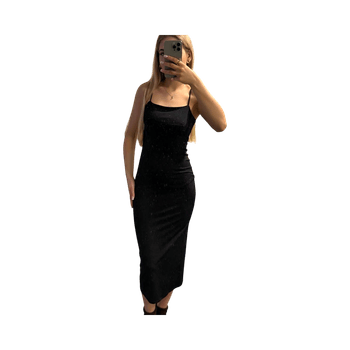 Black midi dress with adjustable straps