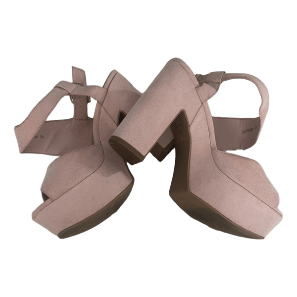 Pink platform block heels