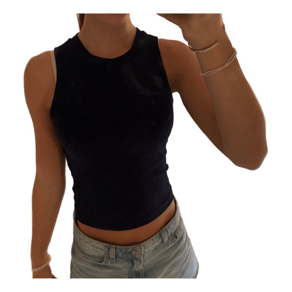 Mørkeblå ribbet tanktop