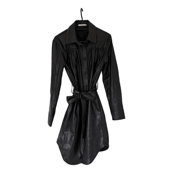 Black faux leather dress