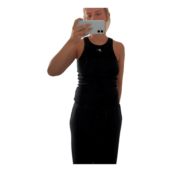 Sort ribbet tanktop