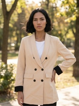 Beige double breasted blazer