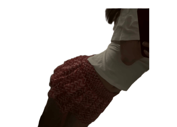 Pink/coral/orange chevron ruffle skirt