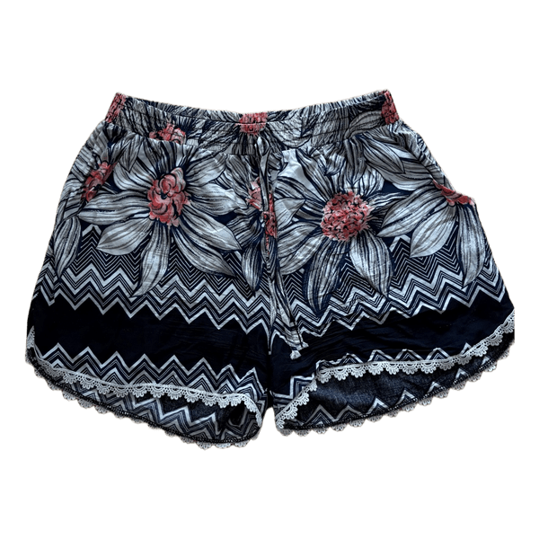 Black floral shorts