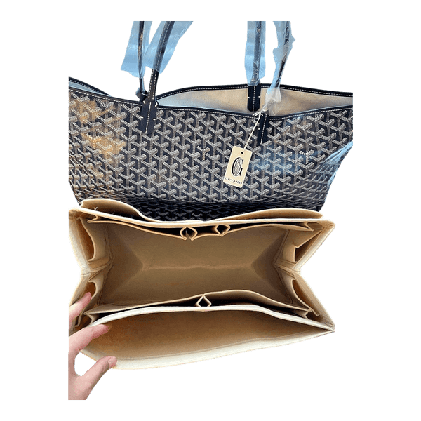 Beige felt tote bag organizer