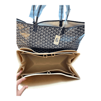 Beige felt tote bag organizer