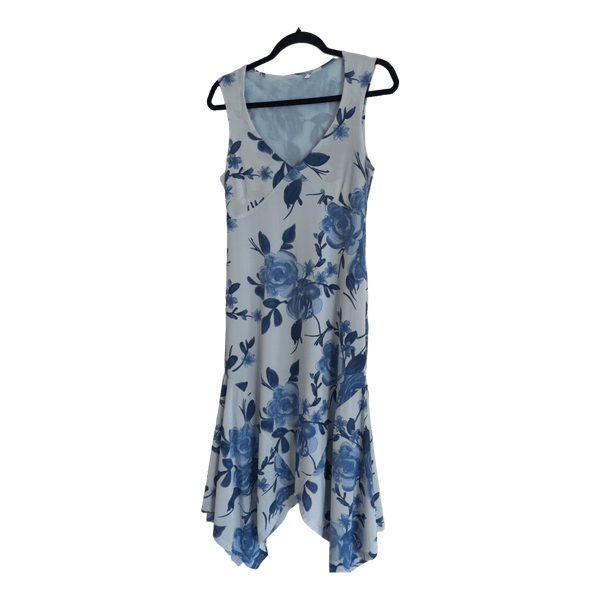 Blue floral midi dress