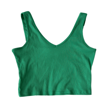 Green ribbed crop top