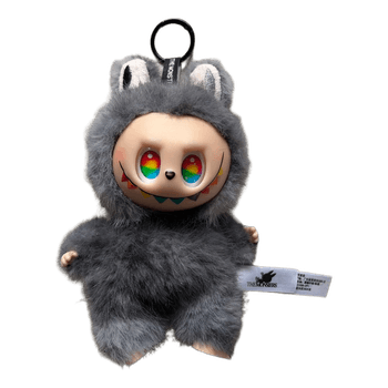 Grey plush keychain