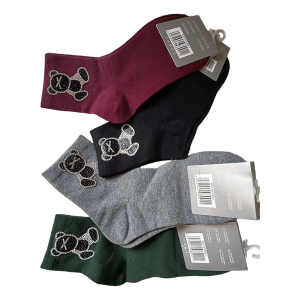 Socks with bear embellishment