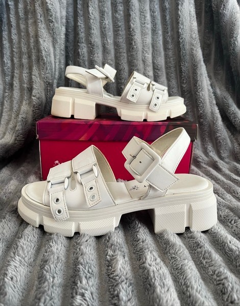 White chunky sandals