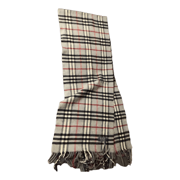 Burberrys grey check wool scarf