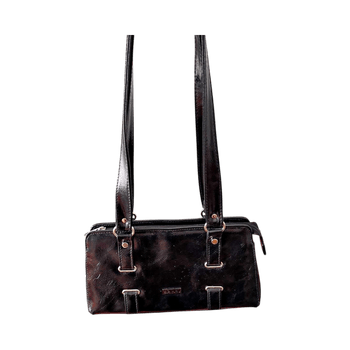 Black leather shoulder bag