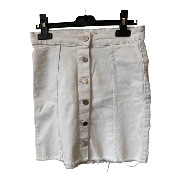 White denim button skirt