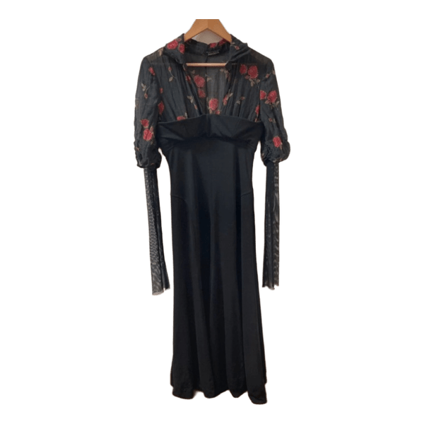 Robe longue noire à fleurs