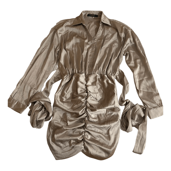 Robe satinée beige