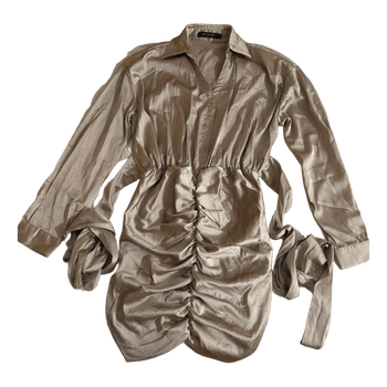 Robe satinée beige