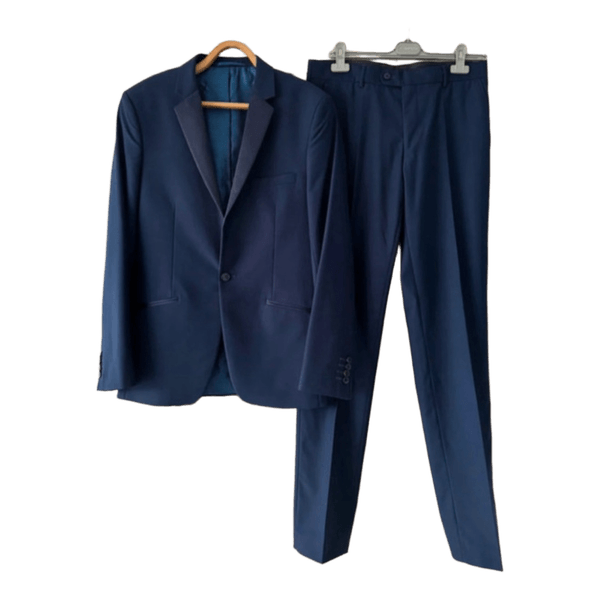 Blue slim suit set