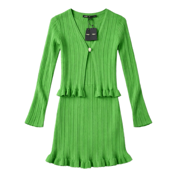 Green ribbed knit dress