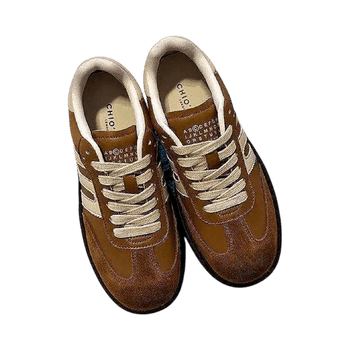 Brown Sneakers with White Accents