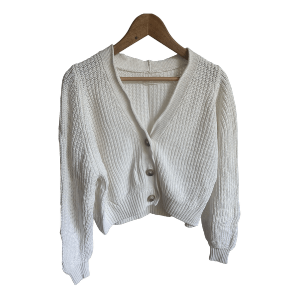 Hvid strikket cardigan