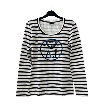 Armani Jeans Stylish Long-sleeve Shirt with Sequin Logo, Size XS