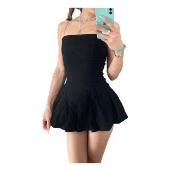 Black strapless mini dress