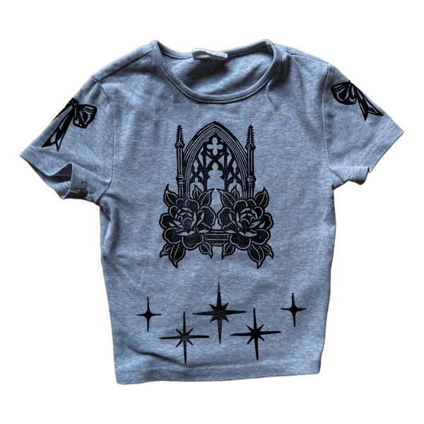 Grey graphic crop t-shirt