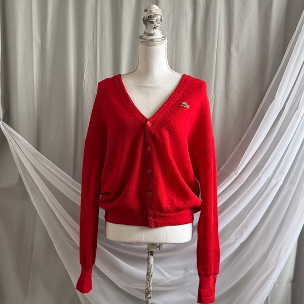 Vintage 90s 00s Red Lacoste cardigan